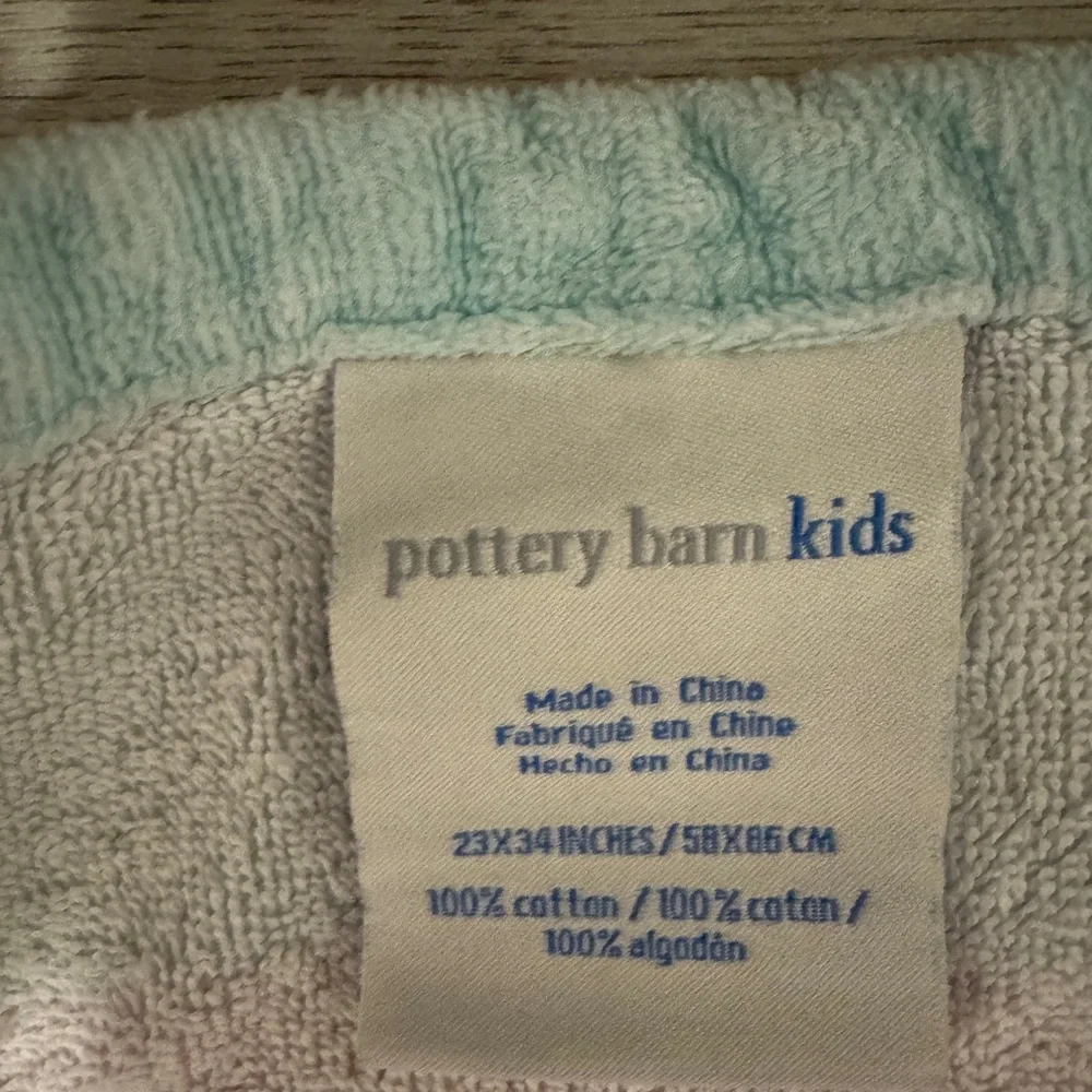 Pottery Barn Kids Pink Hooded Towel with Mint Trim- personalized Remington